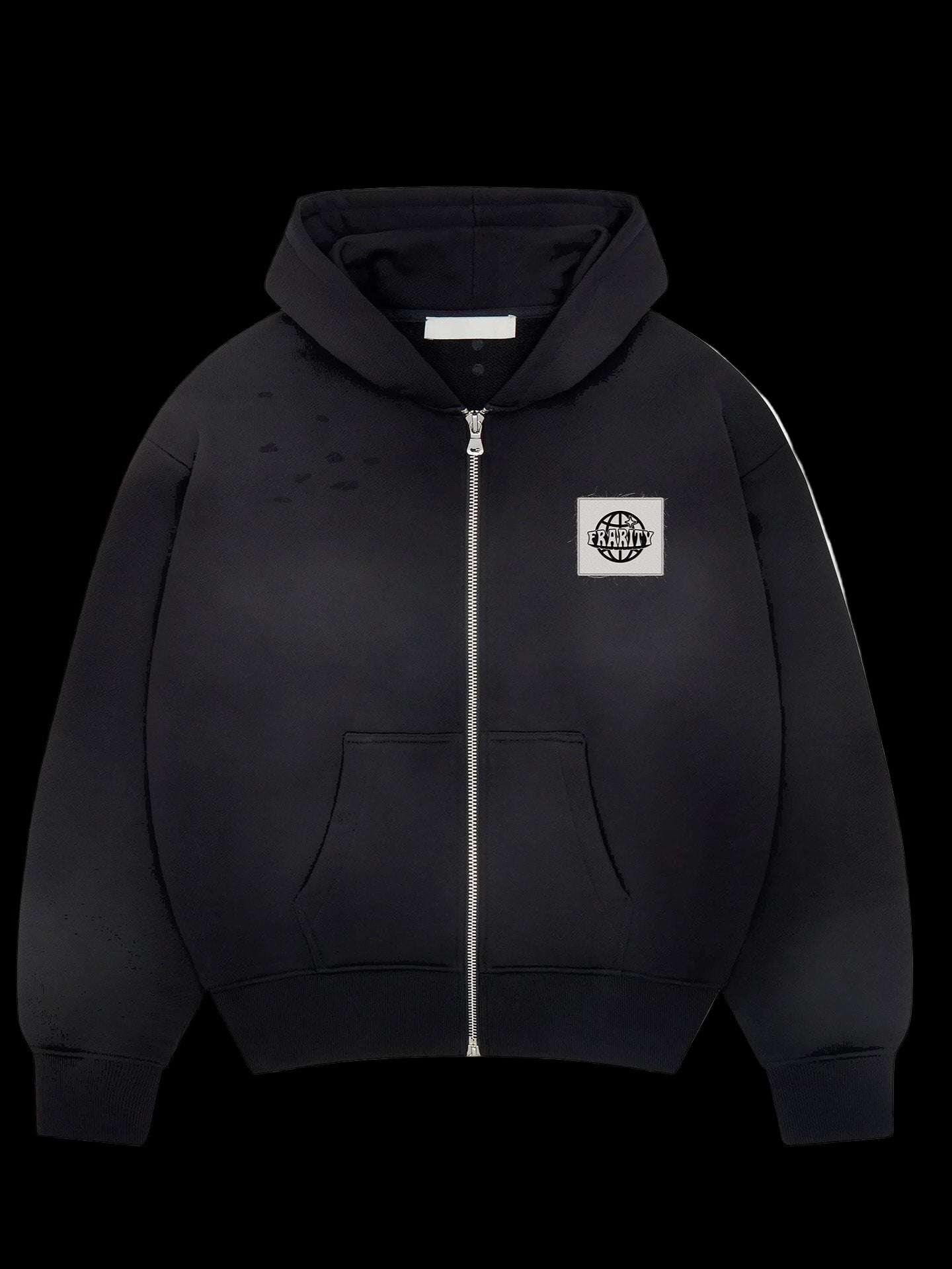Distressed Patch-Work Zip Up